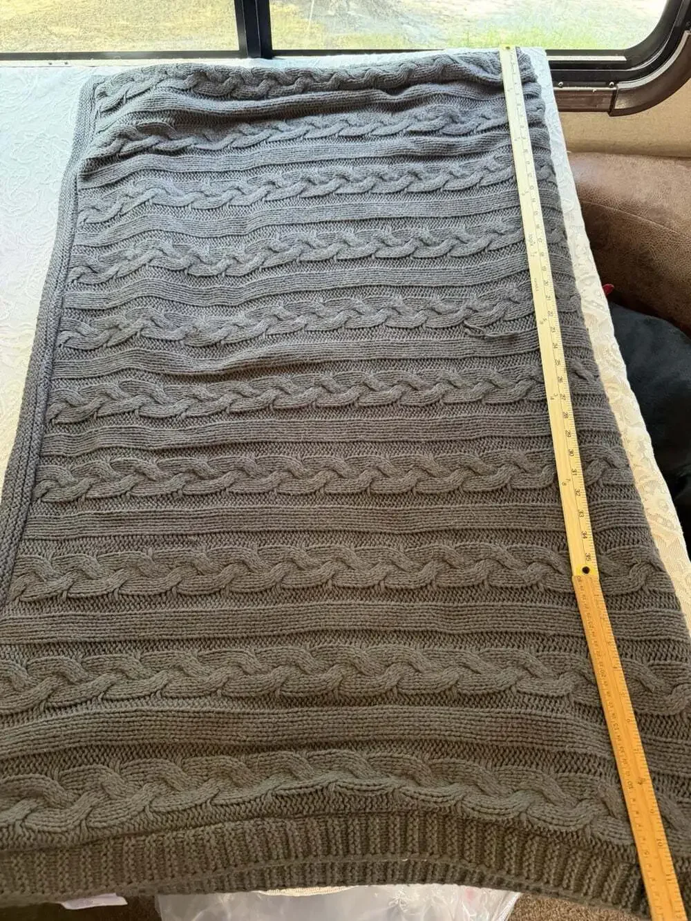 Life Comfort Ultimate Cable Knit And Sherpa Fleece Throw 58”x48” Cabin Core Boho